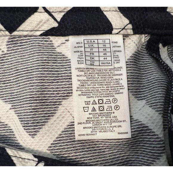 Brooks Brother Button-Front A-Line Skirt  Sz 12  NWOT Textured Navy Bamboo Print - Picture 4 of 10